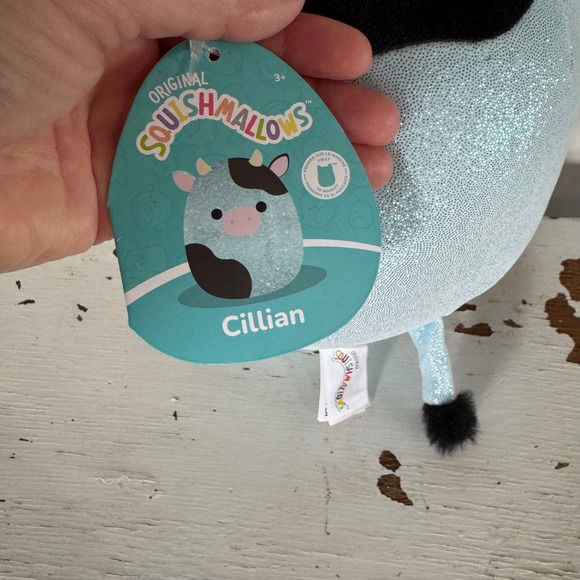 Squishmallows Cillian the Cow Plush 8 Inch Blue Spotted Stuffed Animal - Picture 4 of 4